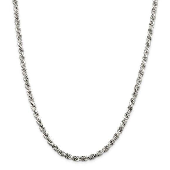 4.6mm, Sterling Silver Diamond Cut Solid Rope Chain Necklace, 22 Inch - Picture 3 of 8